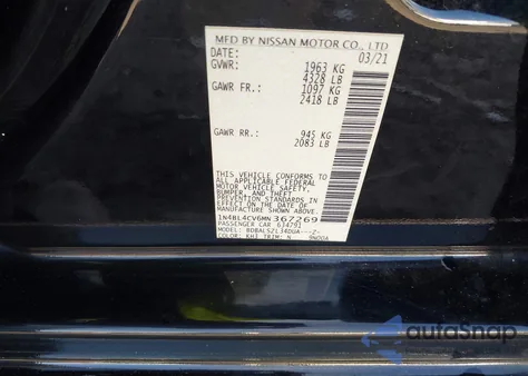 2021 Nissan Altima Sr Fwd from USA, damaged, VIN 1N4BL4CV6MN367269